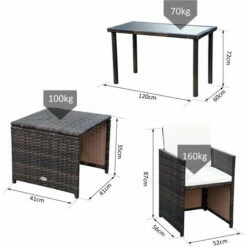 Outsunny 5 Pieces Rattan Garden Furniture Sofa Set W/ Table Chair Footrest Brown -Outsunny store 3361232 2