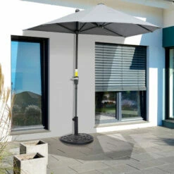 Outsunny 9kg Half Round Parasol Umbrella Base Resin Outdoor Garden Furniture -Outsunny store 3361235 3
