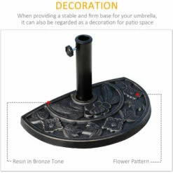 Outsunny 9kg Half Round Parasol Umbrella Base Resin Outdoor Garden Furniture -Outsunny store 3361235 4