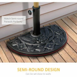 Outsunny 9kg Half Round Parasol Umbrella Base Resin Outdoor Garden Furniture -Outsunny store 3361235 5