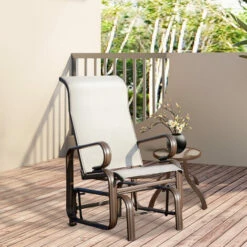 Outsunny Texteline Glider Chair Garden Swing Seat Outdoor Metal Rocking Armchair 4 Outsunny Texteline Glider Chair Garden Swing Seat Outdoor Metal Rocking Armchair -Outsunny store 3361241 3
