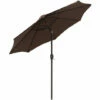 Outsunny Garden Parasol Outdoor Tilt Sun Umbrella LED Light Hand Crank Brown -Outsunny store 3385520 1