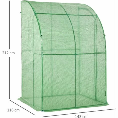 Outsunny 143 x 118 x 212cm Walk-In Lean to Wall Tunnel Greenhouse w/ Door Outsunny 143 X 118 X 212cm Walk-In Lean To Wall Tunnel Greenhouse W/ Door -Outsunny store 34109435 2