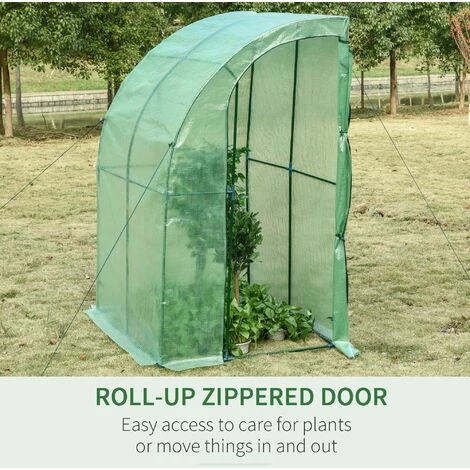 Outsunny 143 x 118 x 212cm Walk-In Lean to Wall Tunnel Greenhouse w/ Door Outsunny 143 X 118 X 212cm Walk-In Lean To Wall Tunnel Greenhouse W/ Door -Outsunny store 34109435 4