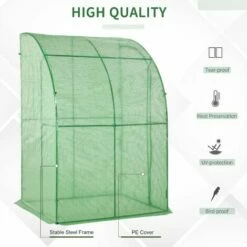 Outsunny 143 X 118 X 212cm Walk-In Lean To Wall Tunnel Greenhouse W/ Door 6 Outsunny 143 X 118 X 212cm Walk-In Lean To Wall Tunnel Greenhouse W/ Door -Outsunny store 34109435 5