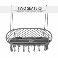 Outsunny Hanging Hammock Chair Macrame Seat For Patio Garden Yard Dark Grey -Outsunny store 34203154 4