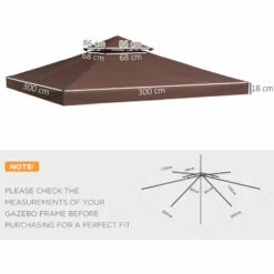 Outsunny 3(m) 2 Tier Garden Gazebo Top Cover Replacement Canopy Roof Coffee -Outsunny store 3427411 2