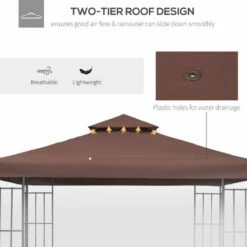Outsunny 3(m) 2 Tier Garden Gazebo Top Cover Replacement Canopy Roof Coffee -Outsunny store 3427411 5