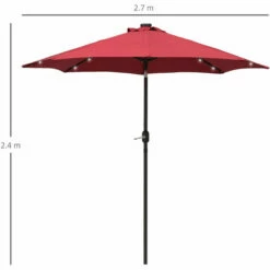 Outsunny Tilt Umbrella Outdoor Patio Solar Power LED Light Parasol W/ Hand Crank -Outsunny store 3427417 2