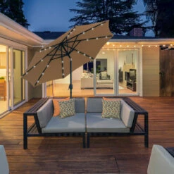 Outsunny 24 LED Solar Powered Parasol Umbrella Garden Tilt Outdoor String Light -Outsunny store 3427418 3