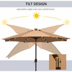 Outsunny 24 LED Solar Powered Parasol Umbrella Garden Tilt Outdoor String Light -Outsunny store 3427418 5