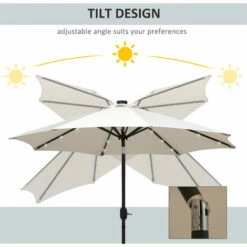 Outsunny Outdoor Garden Solar Power 24 LED Light Parasol Sun Umbrella Crank Tilt -Outsunny store 3427419 4