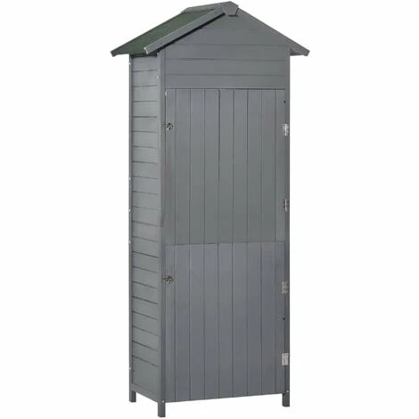Outsunny Wood Garden Storage Shed Tool Cabinet w/ Felt Roof, 189x82x49cm, Grey Outsunny Wood Garden Storage Shed Tool Cabinet W/ Felt Roof, 189x82x49cm, Grey -Outsunny store 34526001 1