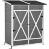 Outsunny Garden Storage Shed Tool Organizer W/ Table, 139x75x160cm, Dark Grey -Outsunny store 34691594 1