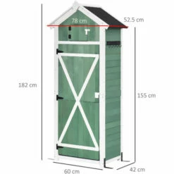 Outsunny Garden Wood Storage Shed With Workstation, Hooks And Ground Nails Multifunction Lockable Sheds & Outdoor Storage Asphalt Roof Tool Organizer, 182 X 78 X 52.5cm, Green -Outsunny store 34707050 2