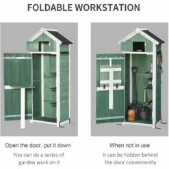 Outsunny Garden Wood Storage Shed With Workstation, Hooks And Ground Nails Multifunction Lockable Sheds & Outdoor Storage Asphalt Roof Tool Organizer, 182 X 78 X 52.5cm, Green -Outsunny store 34707050 4