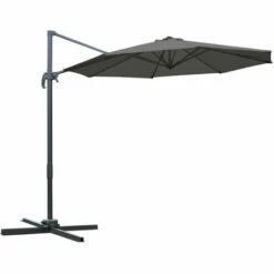 Outsunny 3(m) Garden Banana Parasol Patio Cantilever Hanging Umbrella Dark Grey