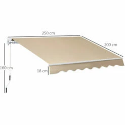 Outsunny 2.5m X 2m Garden Patio Manual Awning Canopy W/ Winding Handle Khaki -Outsunny store 3539769 2