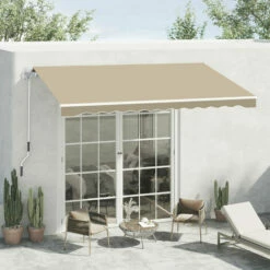 Outsunny 2.5m X 2m Garden Patio Manual Awning Canopy W/ Winding Handle Khaki -Outsunny store 3539769 3