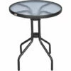 Outsunny Outdoor Bistro Table Rounding Dining Tempered Glass Top Black φ60cm -Outsunny store 3539770 1