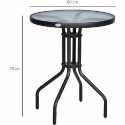 Outsunny Outdoor Bistro Table Rounding Dining Tempered Glass Top Black φ60cm -Outsunny store 3539770 2