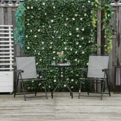 Outsunny Outdoor Bistro Table Rounding Dining Tempered Glass Top Black φ60cm -Outsunny store 3539770 3