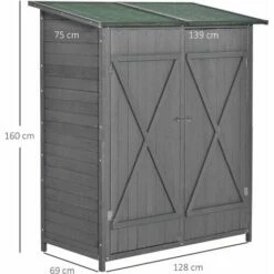 Alternative view of Outsunny Garden Storage Shed Tool Organizer W/ Table, 139x75x160cm, Grey