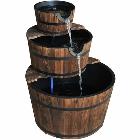 Outsunny Wooden Water Pump Fountain 3 Tier Cascading Feature Garden Deck 2 Outsunny Wooden Water Pump Fountain 3 Tier Cascading Feature Garden Deck