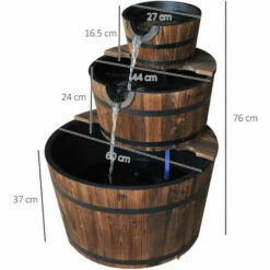 Alternative view of Outsunny Wooden Water Pump Fountain 3 Tier Cascading Feature Garden Deck