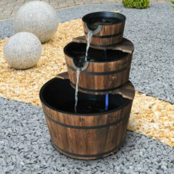 Outsunny Wooden Water Pump Fountain 3 Tier Cascading Feature Garden Deck 8 Outsunny Wooden Water Pump Fountain 3 Tier Cascading Feature Garden Deck -Outsunny store 3611164 3