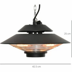 Outsunny 1500W Electric Patio Heater Outdoor Hanging Heater W/ Remote Control 3 Outsunny 1500W Electric Patio Heater Outdoor Hanging Heater W/ Remote Control -Outsunny store 36337957 2