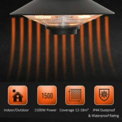 Outsunny 1500W Electric Patio Heater Outdoor Hanging Heater W/ Remote Control 6 Outsunny 1500W Electric Patio Heater Outdoor Hanging Heater W/ Remote Control -Outsunny store 36337957 5