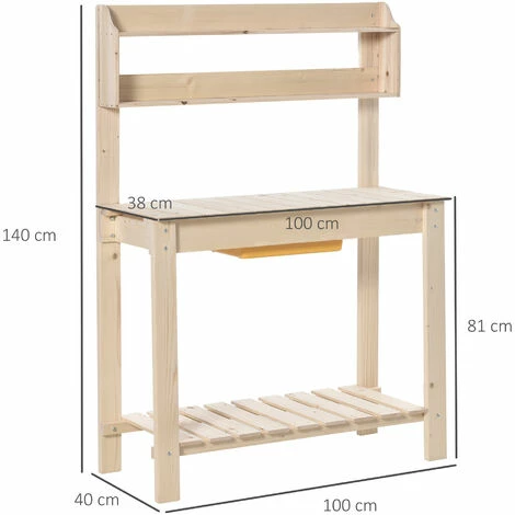 Outsunny Garden Potting Bench Workstation Table w/ Sliding Tabletop & Dry Sink Outsunny Garden Potting Bench Workstation Table W/ Sliding Tabletop & Dry Sink -Outsunny store 36425212 2