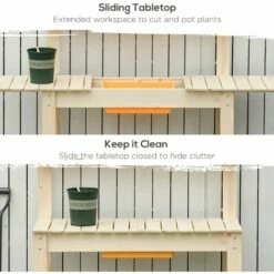 Outsunny Garden Potting Bench Workstation Table W/ Sliding Tabletop & Dry Sink 6 Outsunny Garden Potting Bench Workstation Table W/ Sliding Tabletop & Dry Sink -Outsunny store 36425212 5