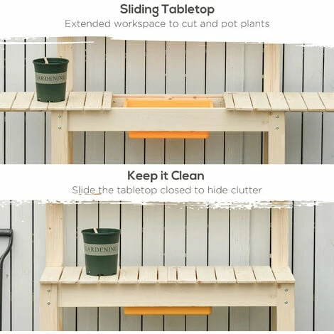 Outsunny Garden Potting Bench Workstation Table w/ Sliding Tabletop & Dry Sink Outsunny Garden Potting Bench Workstation Table W/ Sliding Tabletop & Dry Sink -Outsunny store 36425212 5