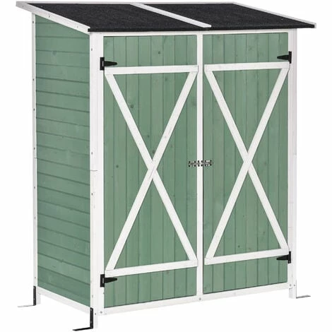 Outsunny Garden Storage Shed Tool Organizer w/ Table, 139x75x160cm, Green Outsunny Garden Storage Shed Tool Organizer W/ Table, 139x75x160cm, Green -Outsunny store 36599296 1