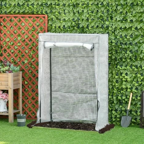 Outsunny 100 X 50 X 150cm Greenhouse W/ Zipper Roll-up Door Outdoor White 5 Outsunny 100 X 50 X 150cm Greenhouse W/ Zipper Roll-up Door Outdoor White - Image 3