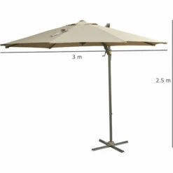 Outsunny 3(m) Cantilever Parasol 360° Rotation Roma Umbrella With Tilt Crank -Outsunny store 3876471 2