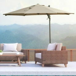 Outsunny 3(m) Cantilever Parasol 360° Rotation Roma Umbrella With Tilt Crank -Outsunny store 3876471 3
