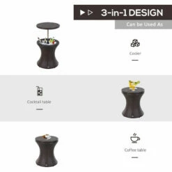 Outsunny Rattan Ice Bucket Activity Bar Cooler Table Beer Brown Outdoor Patio 5 Outsunny Rattan Ice Bucket Activity Bar Cooler Table Beer Brown Outdoor Patio -Outsunny store 3876486 4
