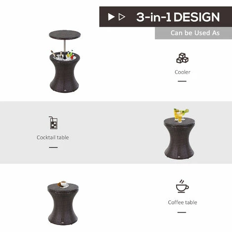Outsunny Rattan Ice Bucket Activity Bar Cooler Table Beer Brown Outdoor Patio Outsunny Rattan Ice Bucket Activity Bar Cooler Table Beer Brown Outdoor Patio -Outsunny store 3876486 4