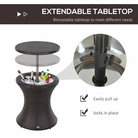 Outsunny Rattan Ice Bucket Activity Bar Cooler Table Beer Brown Outdoor Patio Outsunny Rattan Ice Bucket Activity Bar Cooler Table Beer Brown Outdoor Patio -Outsunny store 3876486 5
