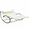 Outsunny Hammock Chair Sun Bed Rock Seat W/ Metal Texteline W/ Pillow Cream -Outsunny store 3876487 1