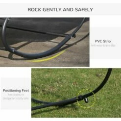 Outsunny Hammock Chair Sun Bed Rock Seat W/ Metal Texteline W/ Pillow Cream -Outsunny store 3876487 5