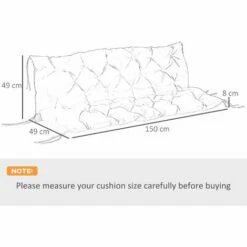 Outsunny 3 Seater Swing Chair Cushions Bench Seat Replacement Pad 150x98cm -Outsunny store 3876491 2