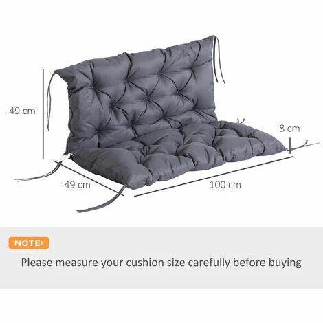 Outsunny 2 Seater Garden Bench Swing Chair Replacement Seat Pad Cushion Backrest 4 Outsunny 2 Seater Garden Bench Swing Chair Replacement Seat Pad Cushion Backrest - Image 2