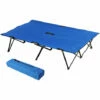Outsunny Double Camping Folding Cot Outdoor Portable Sunbed W/ Carry Bag, Blue -Outsunny store 3876495 1