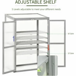 Outsunny Wood Cold Frame Greenhouse Outdoor Indoor PC Board 76 X 47 X 110cm Grey -Outsunny store 38935718 4