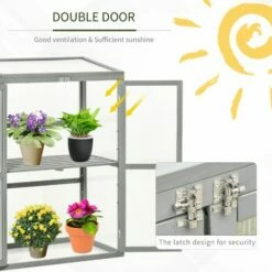 Outsunny Wood Cold Frame Greenhouse Outdoor Indoor PC Board 76 X 47 X 110cm Grey -Outsunny store 38935718 5