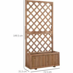 Alternative view of Outsunny Flower Stand Plant Shelf Outdoor Pine W/ Trough Planter, Orange